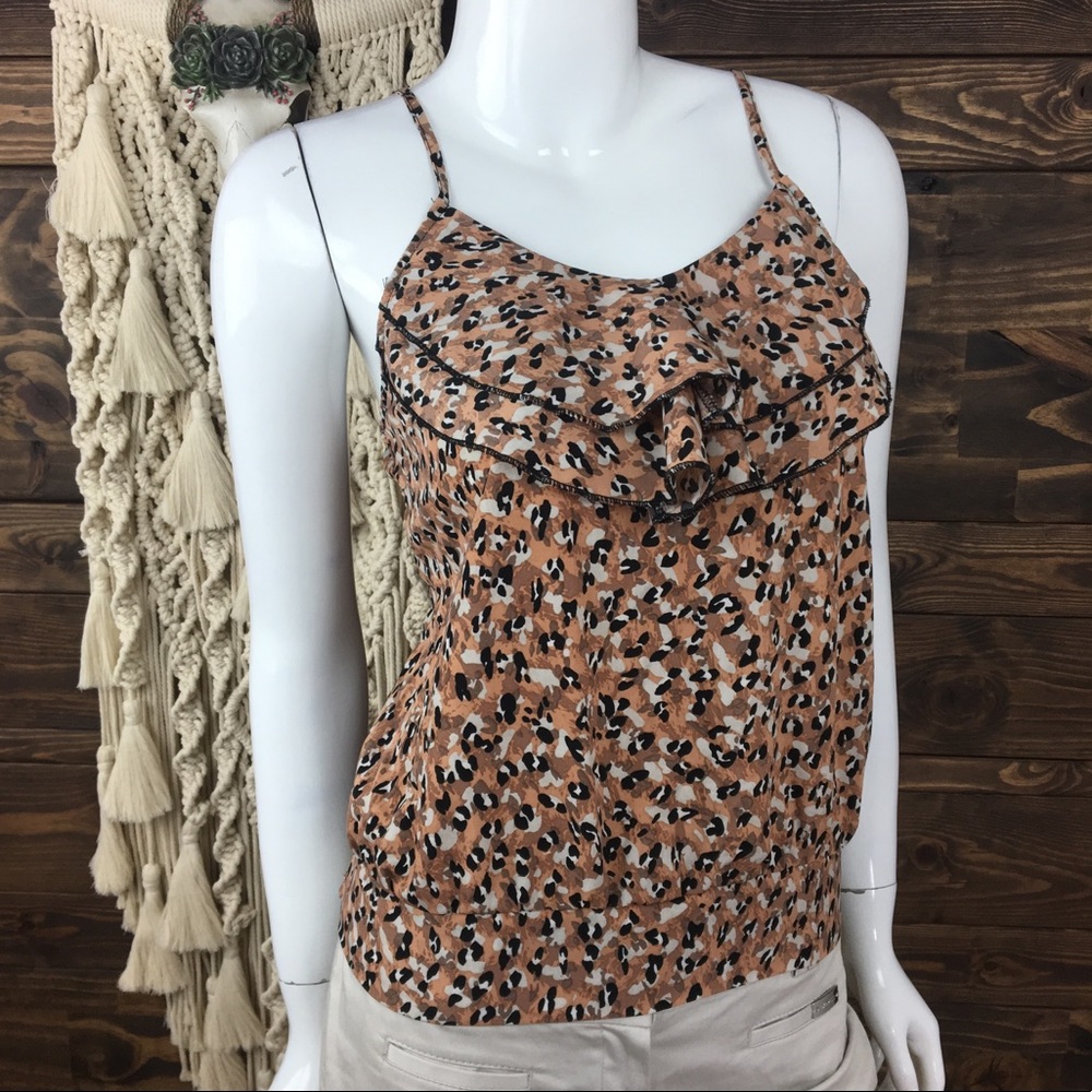 Charlotte Russe | Cheetah‎ Ruffle Smocked Tank Top